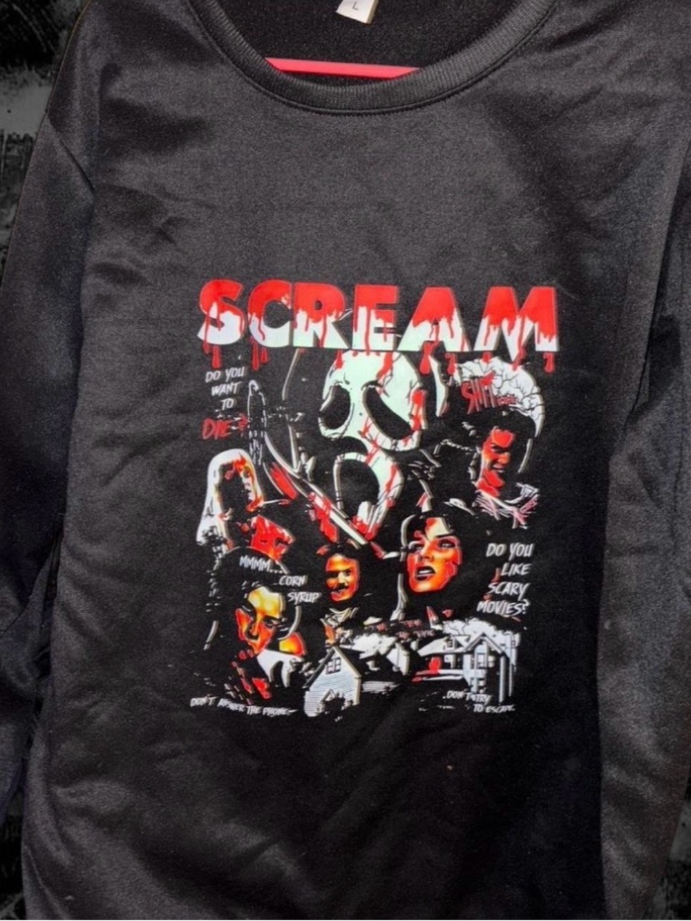 Scream Graphic Black Sweatshirt - Red & White Horror Print